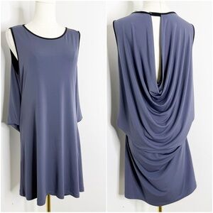 Lauren Vidal Blue Drape Back Mini Dress – Size Large